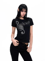 Musical Note Rhinestone Slim Fit T-Shirt 2