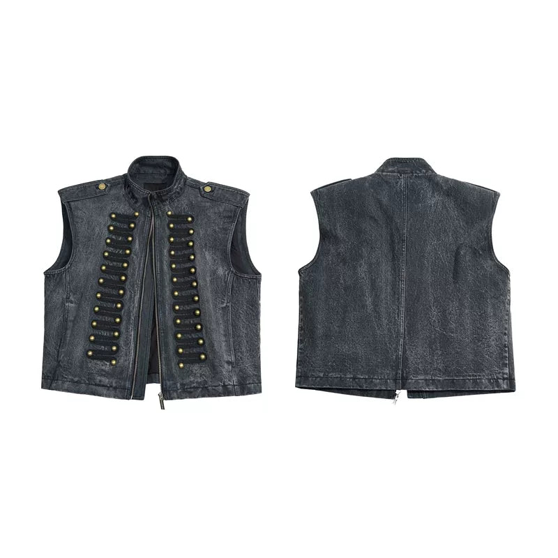 6244397827514,6244397827515,6244397827516,6244397827517, Napoleon Style Denim Vest