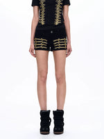 Napoleon-Style Embroidered Knot Button Shorts 4