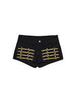 Napoleon-Style Embroidered Knot Button Shorts 5