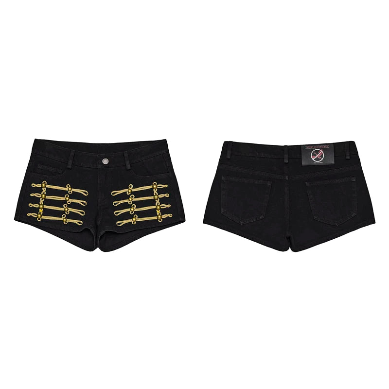 6061307324852,6061307324853,6061307324854,6061307324855, Napoleon-Style Embroidered Knot Button Shorts