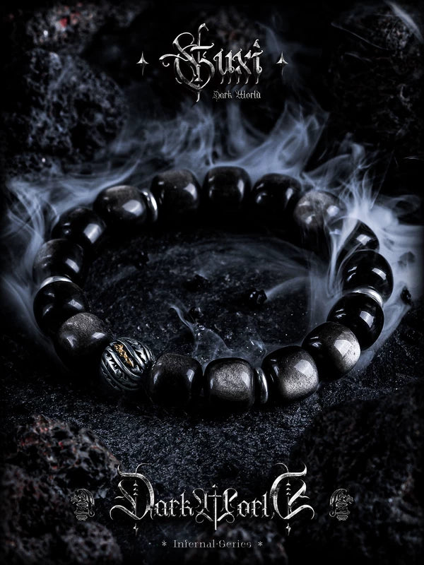 Natural Silver Obsidian Bead Bracelet 2