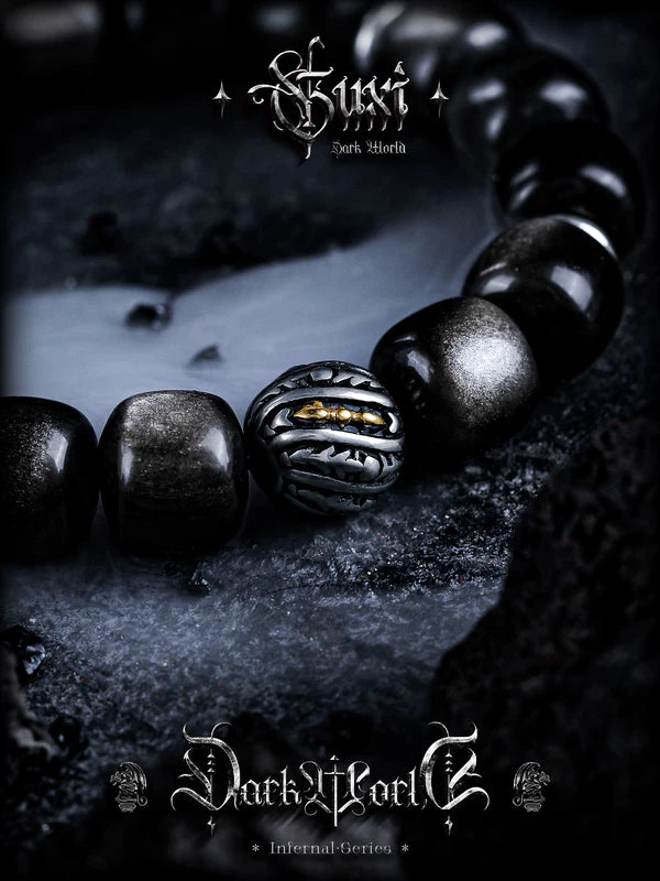 Natural Silver Obsidian Bead Bracelet 3