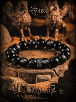 Obsidian Beaded Bracelet Gold Accent 2