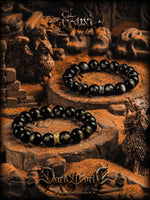 Obsidian Beaded Bracelet Gold Accent 3