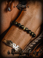 Obsidian Beaded Bracelet Gold Accent 4