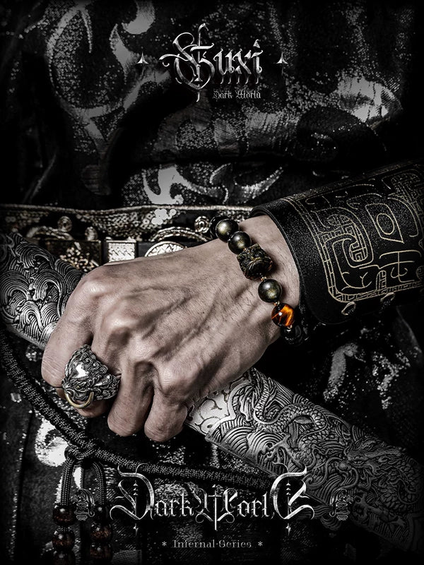 Obsidian Lion Dance Bead Bracelet 4