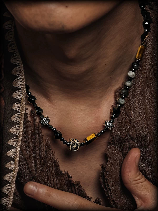 Obsidian Tiger Eye Beaded Necklace 1