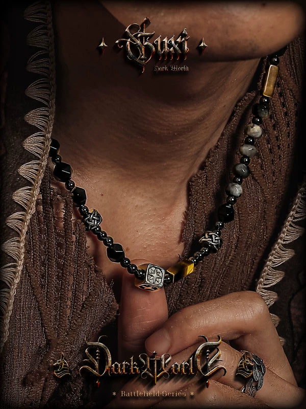 Obsidian Tiger Eye Beaded Necklace 4