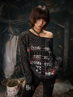 Off-Shoulder Punk Graphic Loose Fit T-Shirt 1
