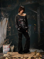 Off-Shoulder Punk Graphic Loose Fit T-Shirt 4