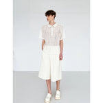 Openwork Knit Short-Sleeve Polo Sweater 3
