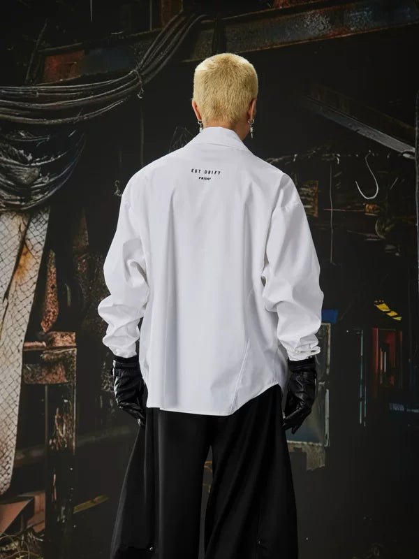Oversized Button-Up Shirt with Pendant Detail 4