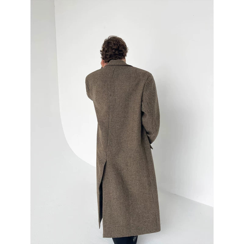 Oversized Checkered Wool Long Coat 5