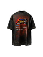 Oversized Distressed Graphic Gaming T-Shirt 1