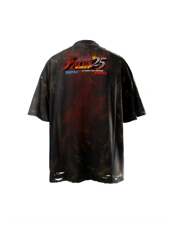 Oversized Distressed Graphic Gaming T-Shirt 2