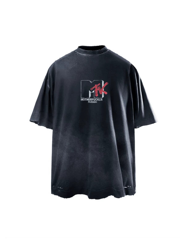 Oversized Distressed Graphic Print T-Shirt 1