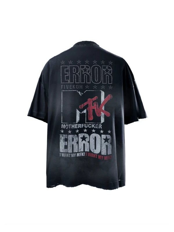 Oversized Distressed Graphic Print T-Shirt 2