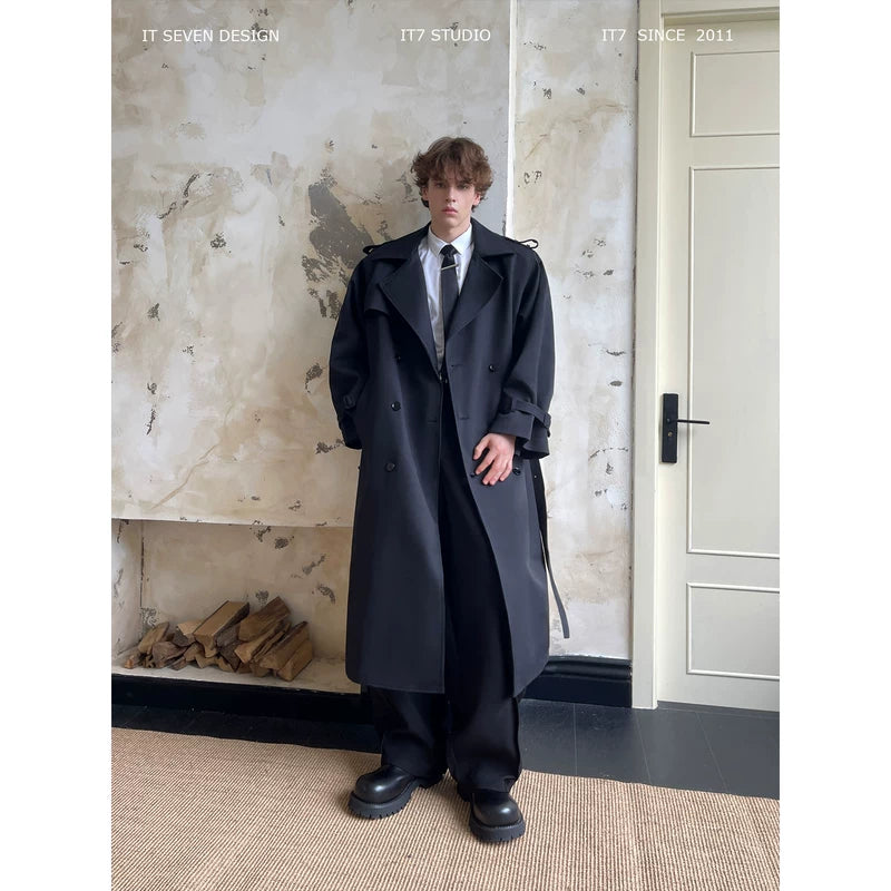 Oversized Double-Breasted Knee-Length Trench Coat 1