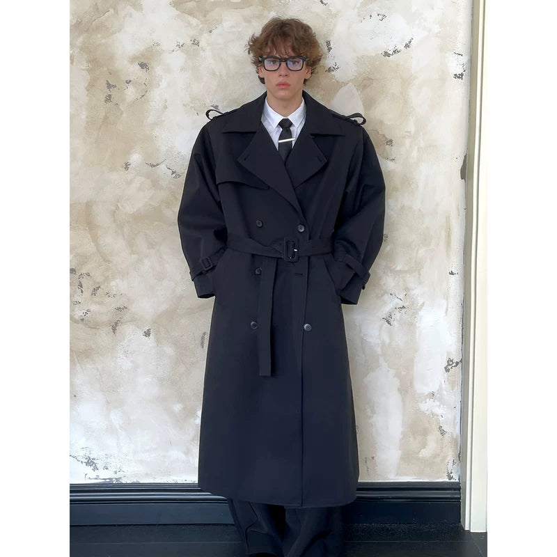 Oversized Double-Breasted Knee-Length Trench Coat 3