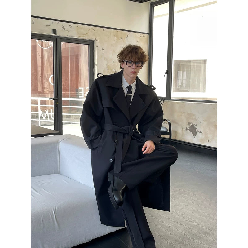 Oversized Double-Breasted Knee-Length Trench Coat 4