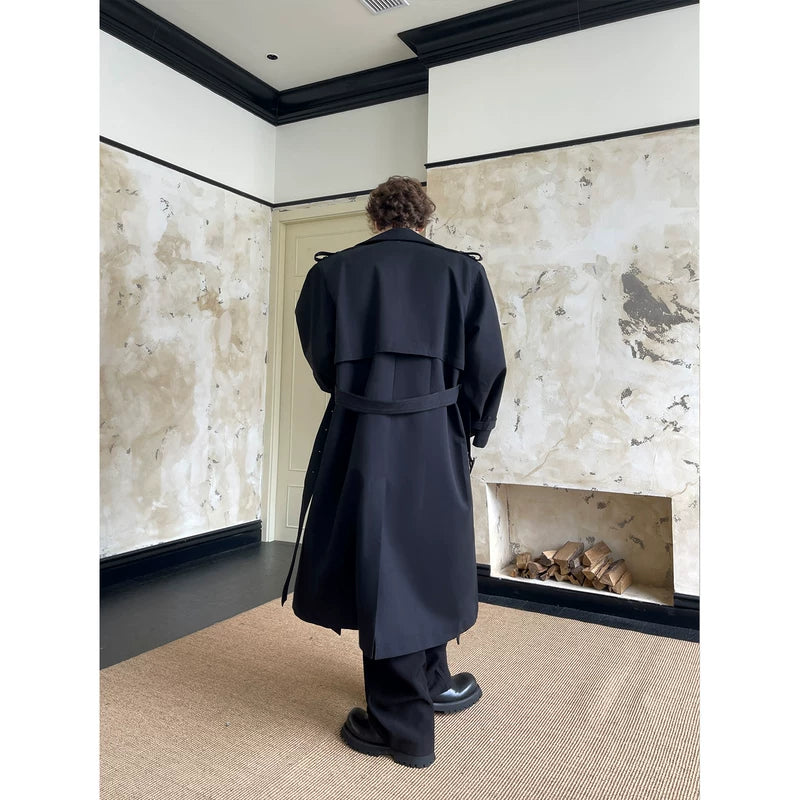Oversized Double-Breasted Knee-Length Trench Coat 5