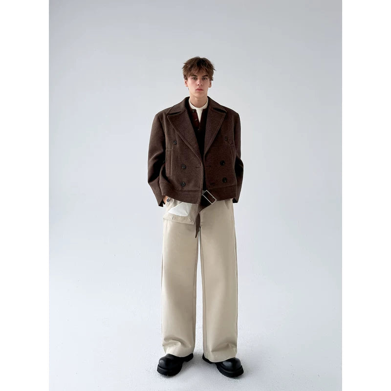Oversized Double-Breasted Wool Jacket with Belt 2