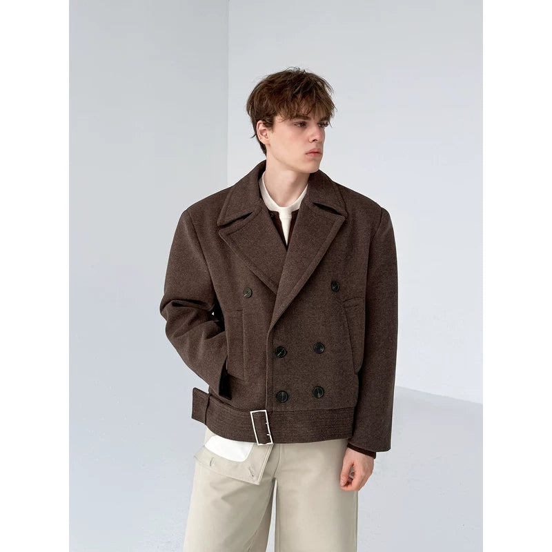 Oversized Double-Breasted Wool Jacket with Belt 3