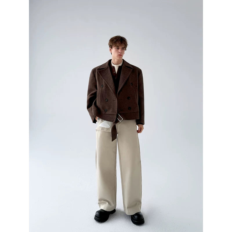 Oversized Double-Breasted Wool Jacket with Belt 5