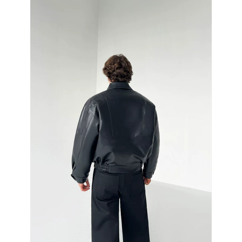 Oversized Faux Leather 3D Cut Jacket 5