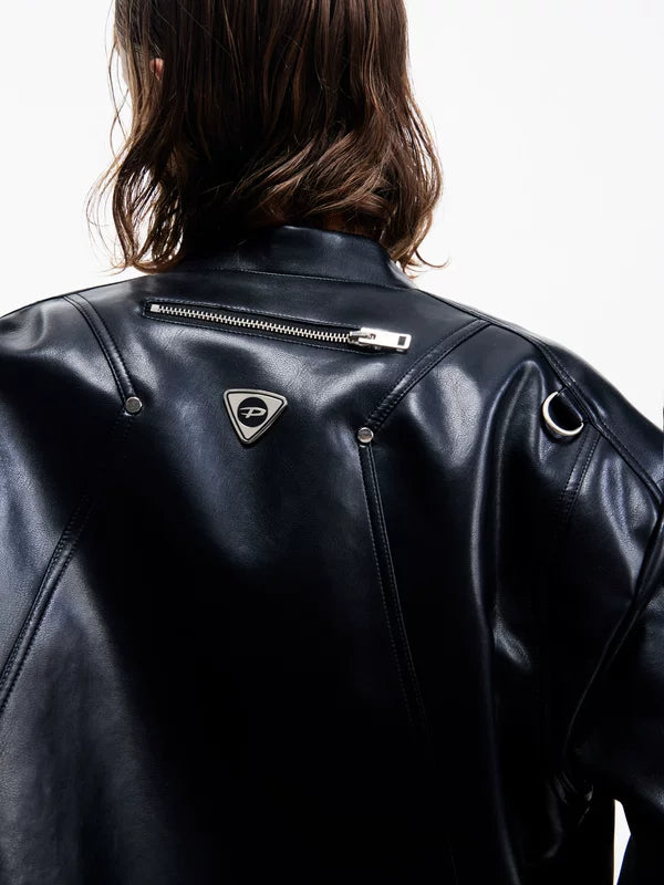 Oversized Faux Leather Motorcycle Jacket 3
