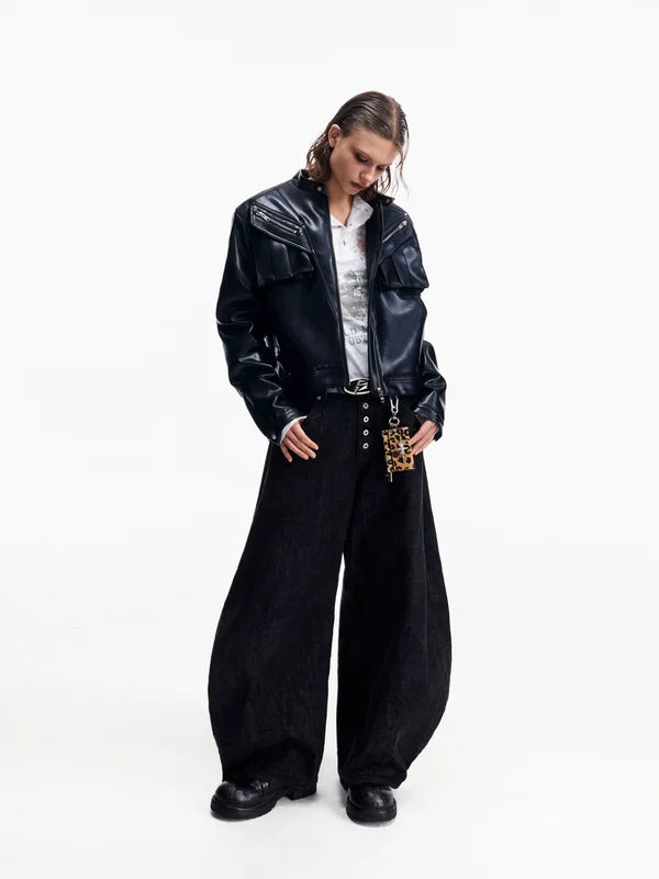 Oversized Faux Leather Motorcycle Jacket 5