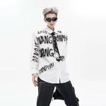 5268926150753,5268926150754,5268926150755, Oversized Graffiti Print Padded Shoulder Shirt
