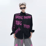 5268926150756,5268926150757,5268926150758, Oversized Graffiti Print Padded Shoulder Shirt