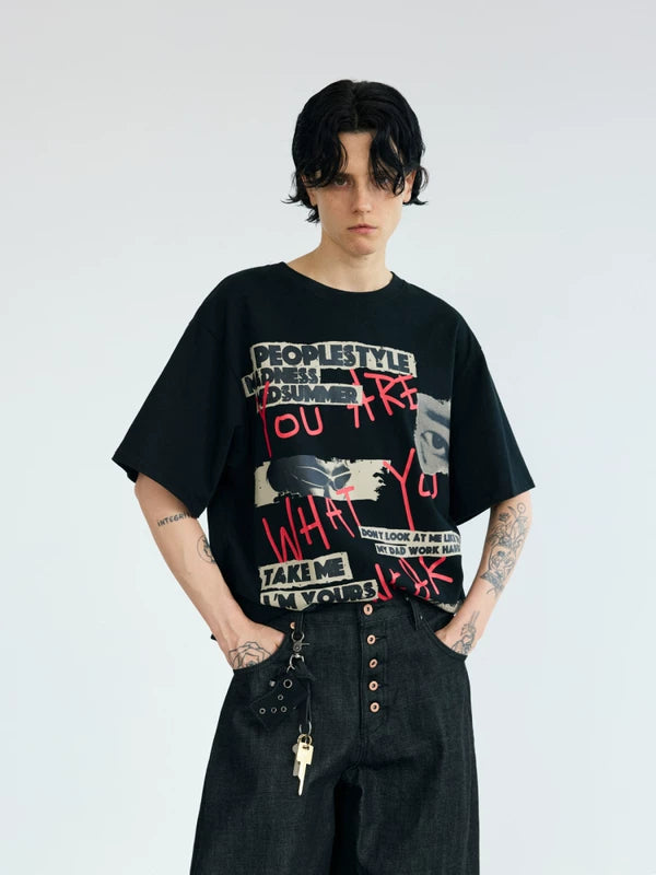 Oversized Graphic Graffiti Print T-Shirt 1