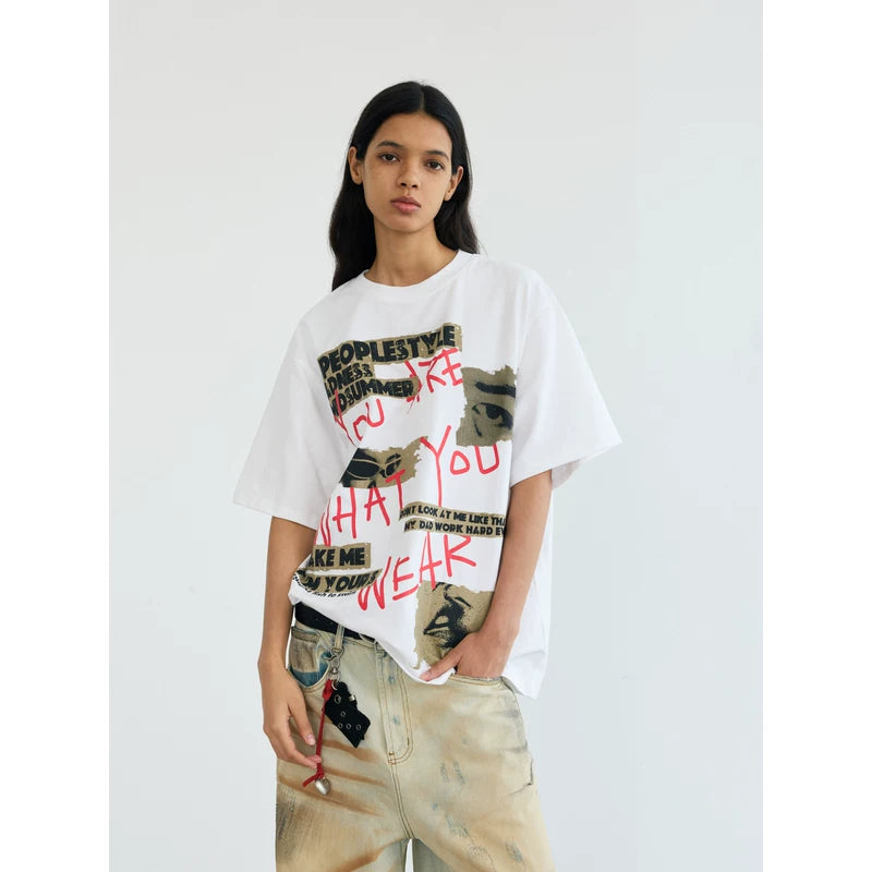 5010661904481,5010661904482,5010661904483, Oversized Graphic Graffiti Print T-Shirt