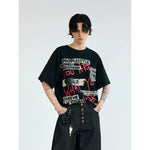 5017014021544,5017014021545,5017014021546, Oversized Graphic Graffiti Print T-Shirt
