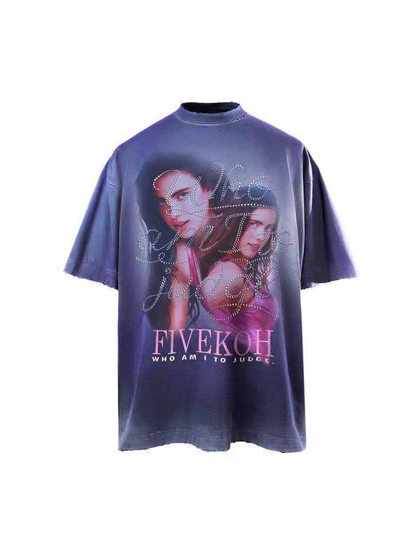 Oversized Graphic Rhinestone T-Shirt 1