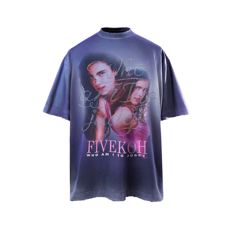 5855370636662,5855370636663,5855370636664, Oversized Graphic Rhinestone T-Shirt