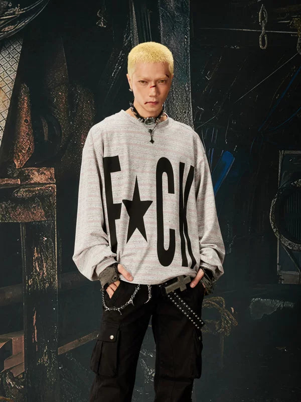 Oversized Graphic Slogan Long Sleeve T-Shirt 1