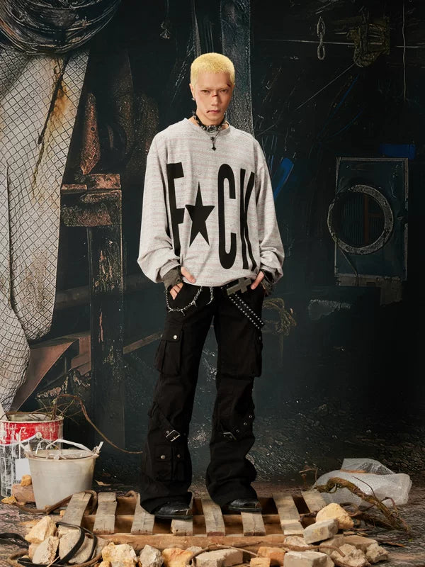 Oversized Graphic Slogan Long Sleeve T-Shirt 4