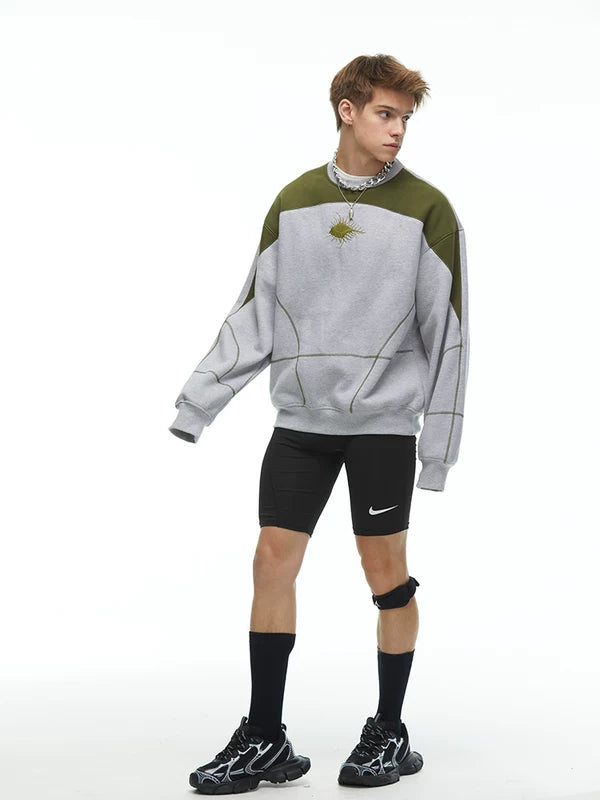 Oversized Heavyweight Embroidered Crew Neck Sweatshirt 3