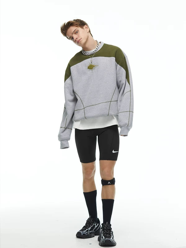 Oversized Heavyweight Embroidered Crew Neck Sweatshirt 4