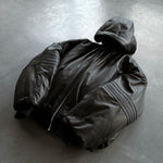 Oversized Hooded Astronaut Leather Bomber Jacket 5