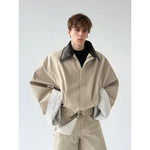Oversized Jacket with Contrast Collar and Cuffs 2