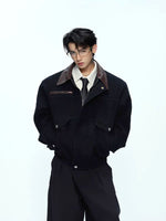 Oversized Lapel Zip-Up Workwear Jacket 1