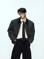 Oversized Lapel Zip-Up Workwear Jacket 2