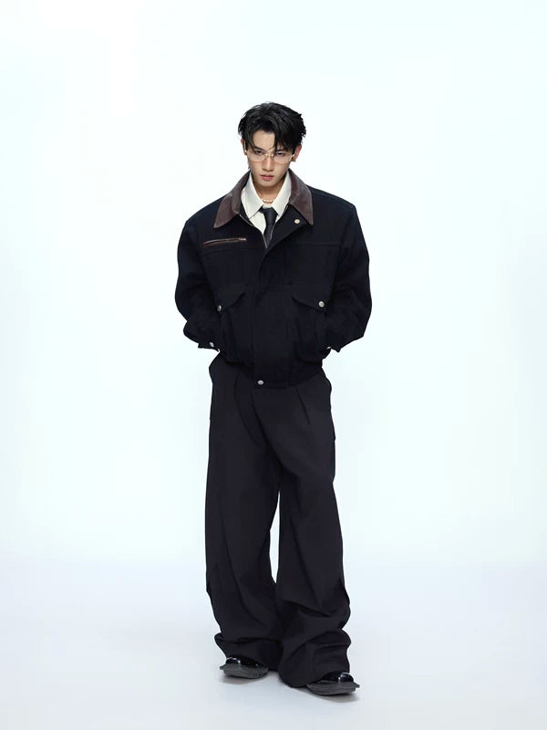 Oversized Lapel Zip-Up Workwear Jacket 4