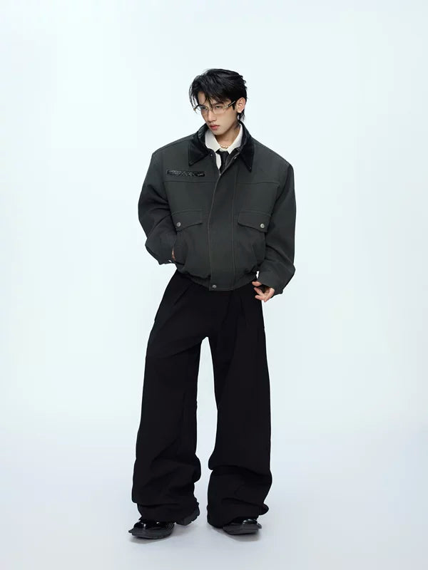 Oversized Lapel Zip-Up Workwear Jacket 5