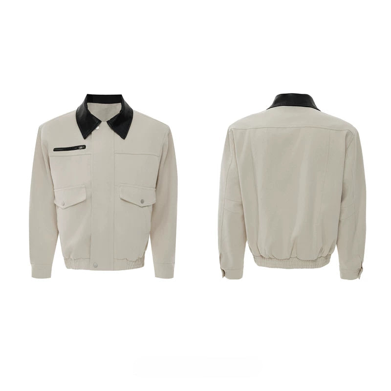 5909206333533,5909206333534,5909206333535,5909206333536, Oversized Lapel Zip-Up Workwear Jacket